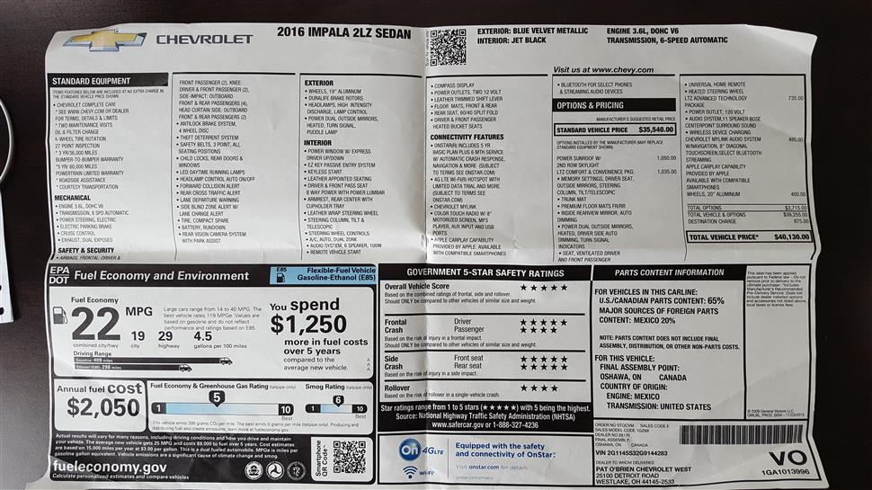 Chevrolet Impala car lease take over Avon OH