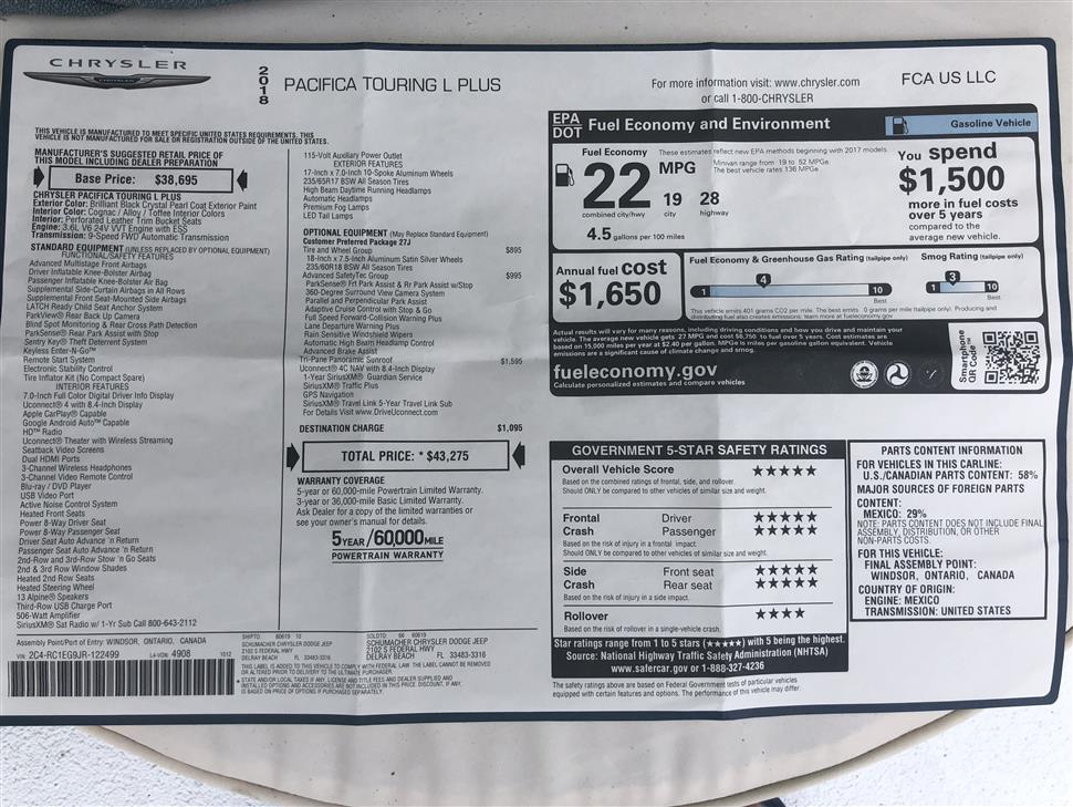 Chrysler Pacifica auto lease take over deerfield beach FL