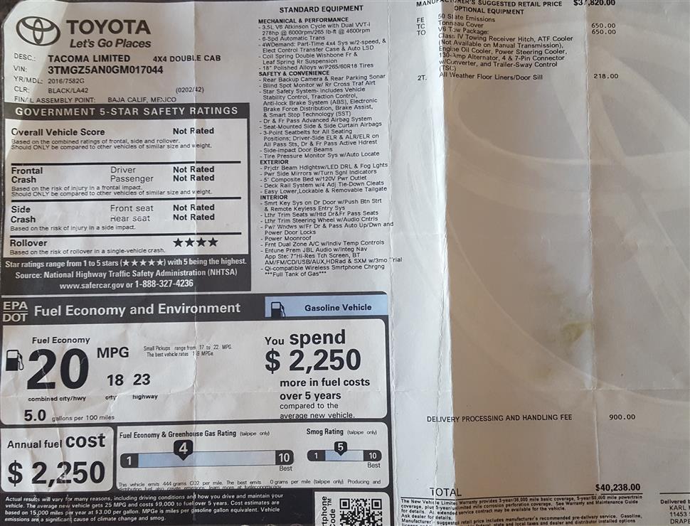 Toyota Tacoma take over car lease Vista  CA