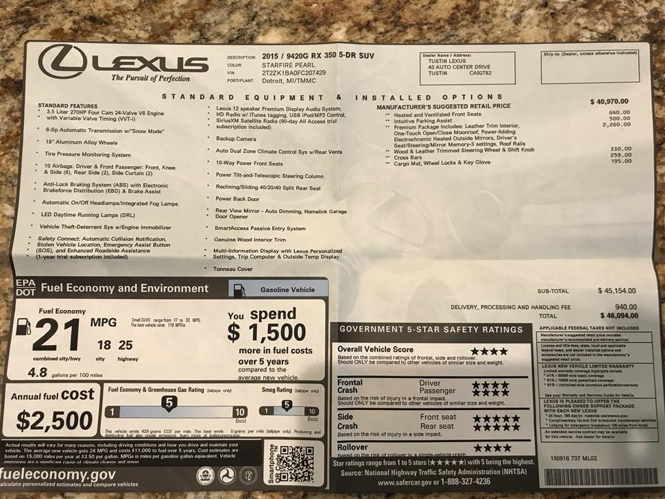 Lexus RX car lease transfers Naples FL