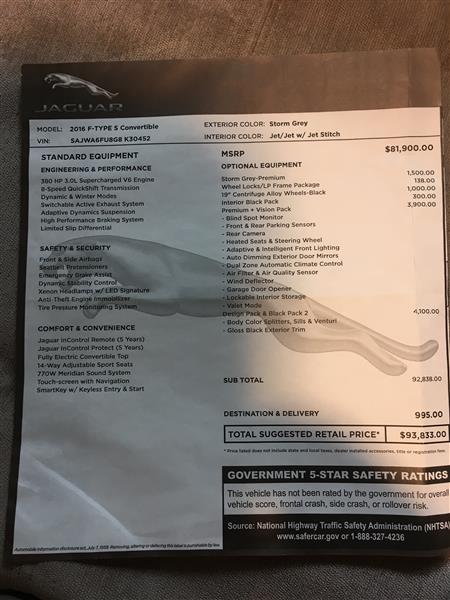 Jaguar F type swap a lease car Tampa FL