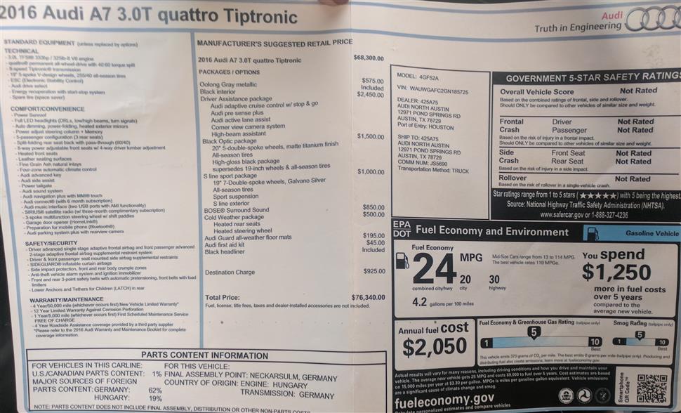 Audi A7 lease takeover car Austin TX