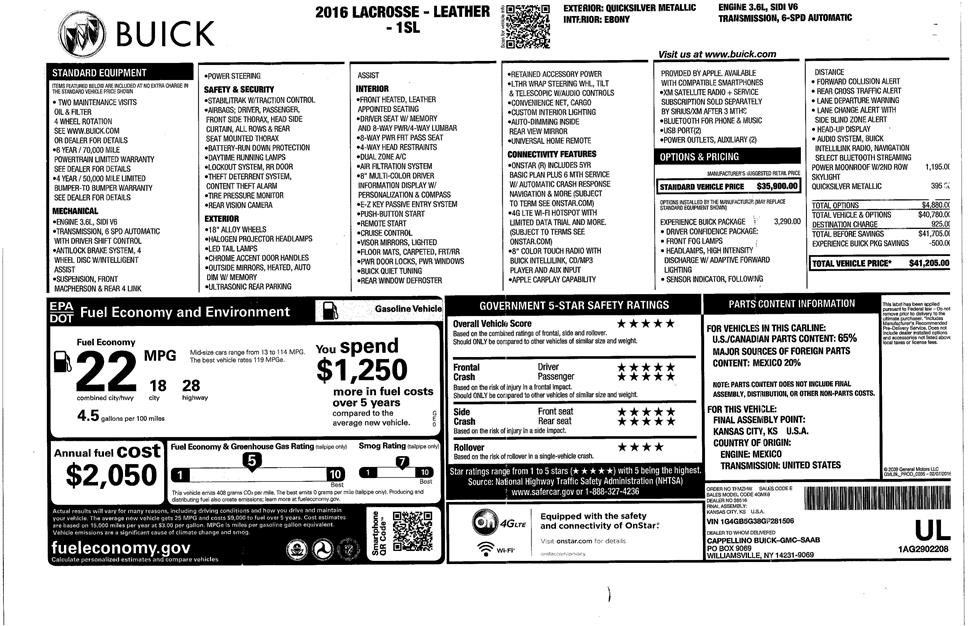 Buick Lacrosse lease takeover car clarence NY