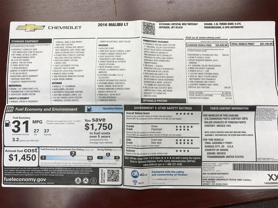 Chevrolet Malibu takeover car lease Sidney OH